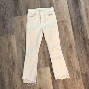 MOTHER Cream High-Rise Flare Jeans